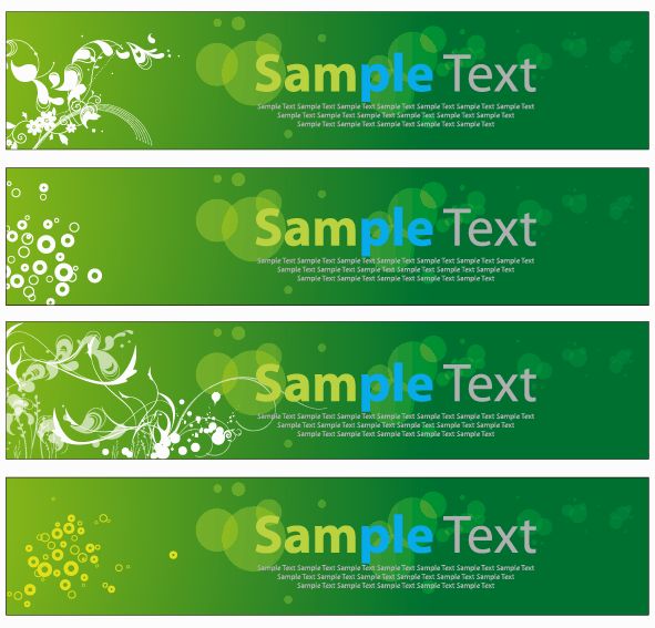 free vector Green Floral Banners